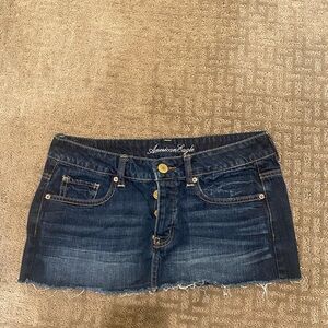 American Eagle Outfitters Women's Micro Mini Denim Skirt - Dark Blue